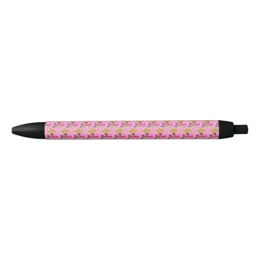 Stylo Noir Princesse en rose (Devant)