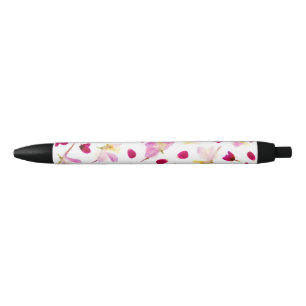 Stylo Noir Printemps Botanique Fleur sauvage fleurs pétales