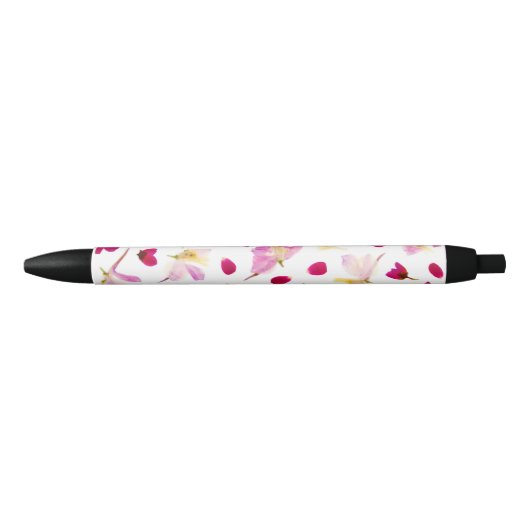 Stylo Noir Printemps Botanique Fleur sauvage fleurs pétales (Devant)