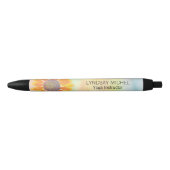 Stylo Noir Professeur de Yoga Fleur de Tournesol Personnalisé (Devant)