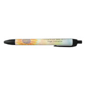 Stylo Noir Professeur de Yoga Fleur de Tournesol Personnalisé (Bas)