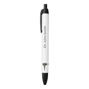 Stylo Noir Professionnel Simple Caducée Médical Noir Blanc