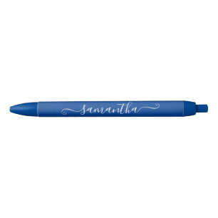 Stylo Noir Profond Bleu et Blanc Nom de Signature Mignon