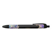 Stylo Noir Purple Faux Gold Opal Gemstone Monogramme Nom (Haut)