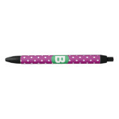 Stylo Noir Purple Polka Dot Pattern Green Monogram (Devant)