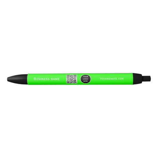 Stylo Noir QR Code Business Logo Professionnel Neon vert (Devant)