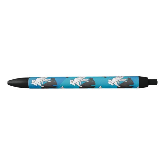 Stylo Noir Rabbit d'ombre sur bleu (Devant)