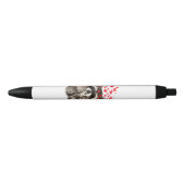 Stylo Noir Raccoon mignon soufflant Baisers Amour Coeurs Drôl (Devant)