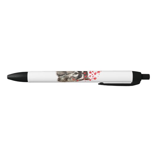 Stylo Noir Raccoon mignon soufflant Baisers Amour Coeurs Drôl (Bas)