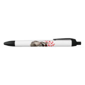 Stylo Noir Raccoon mignon soufflant Baisers Amour Coeurs Drôl (Haut)