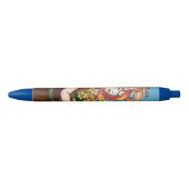 Stylo Noir Rassembler les fleurs avec un dragon (Devant)