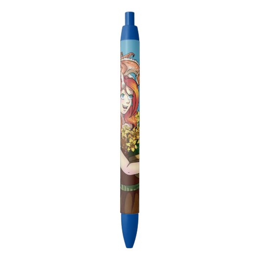 Stylo Noir Rassembler les fleurs avec un dragon (devant Vertical)