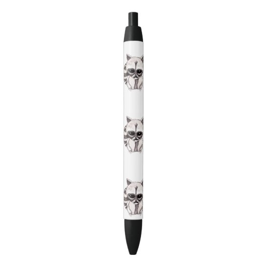 Stylo Noir Raton laveur adorable d'aquarelle avec la (devant Vertical)