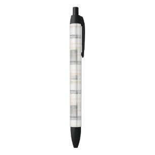 Stylo Noir Rayes à carreaux gris jaune crème