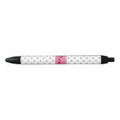 Stylo Noir rayure rose-clair ersonalized de diamants blancs (Devant)