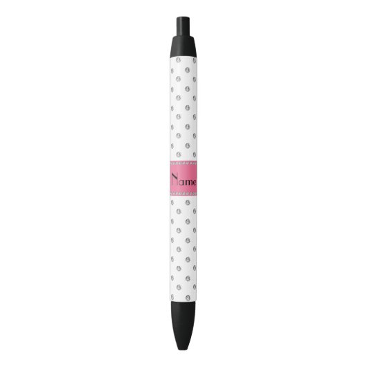 Stylo Noir rayure rose-clair ersonalized de diamants blancs (devant Vertical)