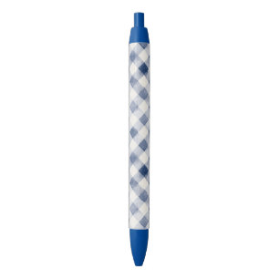 Stylo Noir Rayures à Carreaux Crème Bleu