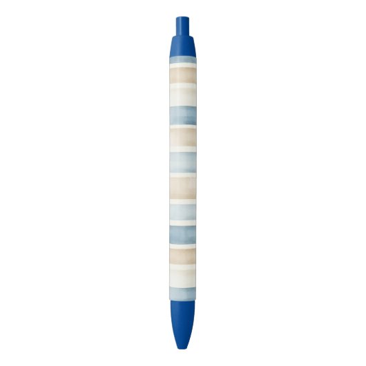 Stylo Noir Rayures Crème Bleu de Plage (devant Vertical)