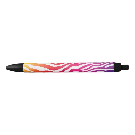 Stylo Noir Rayures d'arc-en-ciel (Devant)