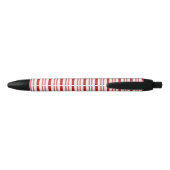 Stylo Noir Rayures de canne à bonbon rouges et blanches (Dos)