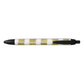 Stylo Noir Rayures de coeurs d'or (Dos)