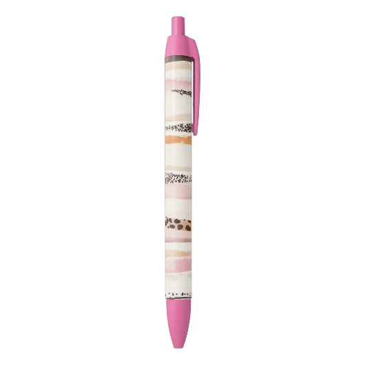 Stylo Noir Rayures de léopard rose poudré crème (Bas (Vertical))