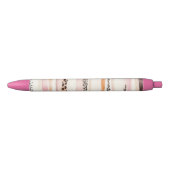 Stylo Noir Rayures de léopard rose poudré crème (Devant)
