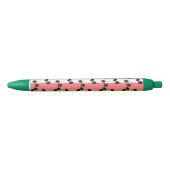 Stylo Noir Rayures et graines de pastèque Fruit Vert Rose (Devant)