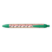 Stylo Noir Rayures et graines de pastèque Fruit Vert Rose (Dos)
