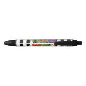 Stylo Noir Rayures et nom de coutume de bouquet d'automne (Dos)