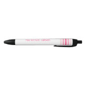 Stylo Noir Rayures minimalistes monogrammées rétro (Bas)