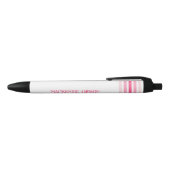 Stylo Noir Rayures minimalistes monogrammées rétro (Haut)