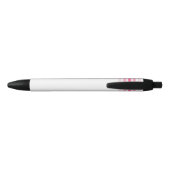 Stylo Noir Rayures minimalistes monogrammées rétro (Dos)