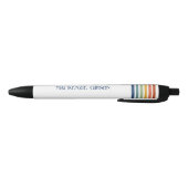 Stylo Noir Rayures minimalistes monogrammées rétro (Bas)