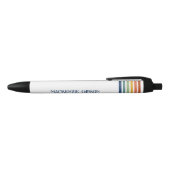 Stylo Noir Rayures minimalistes monogrammées rétro (Haut)
