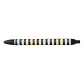 Stylo Noir Rayures noires d'or blanc (Devant)
