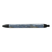 Stylo Noir Rayures Points Or Bleu (Devant)