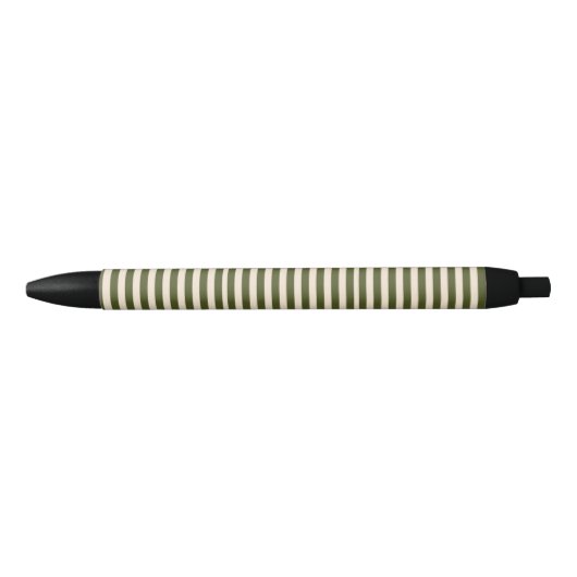 Stylo Noir Rayures vert armée (Devant)