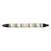 Stylo Noir Rayures Vert Crème Beige Marron (Devant)
