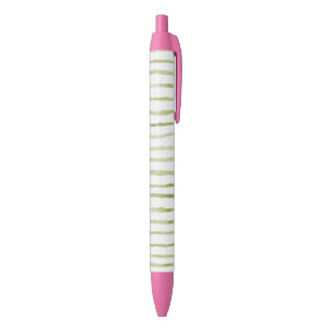 Stylo Noir Rayures Vertes Blanches
