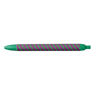 Stylo Noir Rayures vertes et violettes Paillettes