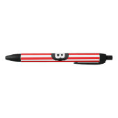 Stylo Noir Rayures verticales rouges et blanches Monogramme n (Bas)