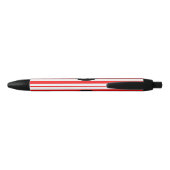 Stylo Noir Rayures verticales rouges et blanches Monogramme n (Dos)