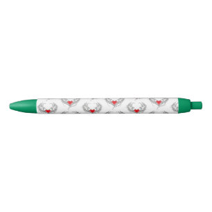 Stylo Noir Red Angel Coeur avec ailes