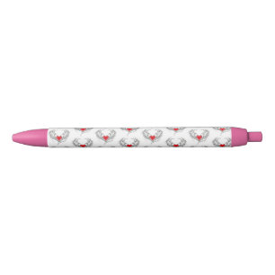 Stylo Noir Red Angel Coeur avec ailes