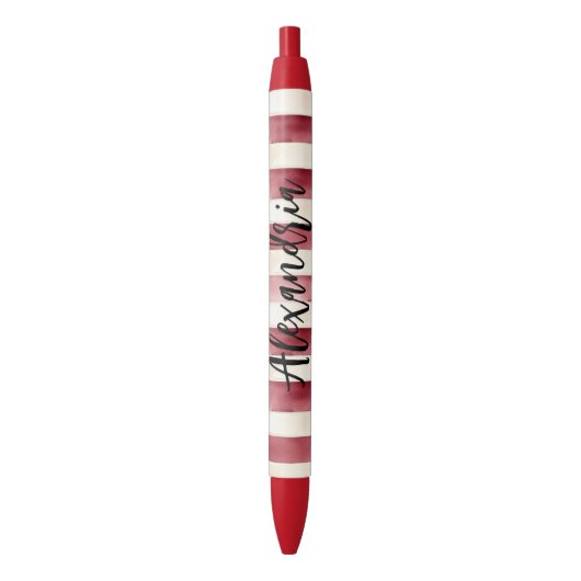 Stylo Noir Red Burgundy Cream Stripes Christmas (devant Vertical)