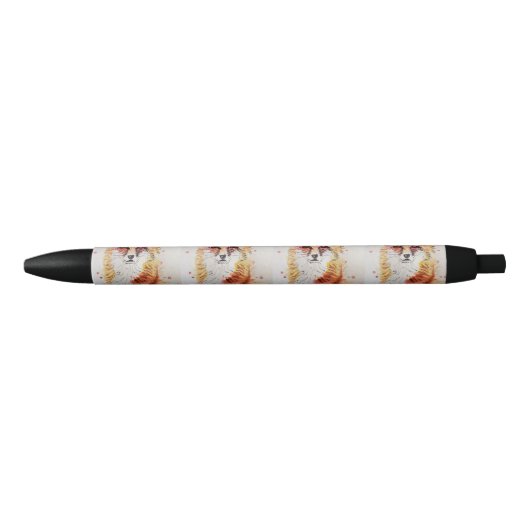 Stylo Noir Red Fox Cute Aquarelle Foxes Art (Devant)