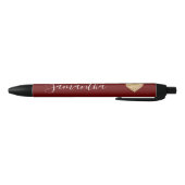 Stylo Noir Red Gold Parties scintillant Heart Nom personnalis (Bas)