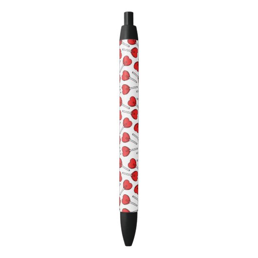 Stylo Noir Red Lollipops, Heart Lollipops, Lollipop Pattern (devant Vertical)