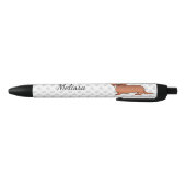 Stylo Noir Red Long Cheveux Dachshund mignon Dessin et nom (Bas)